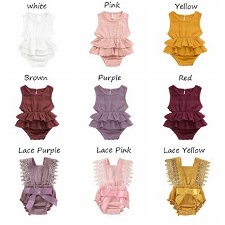 เสื้อผ้าสาวเด็กแรกเกิดSweet Ruffle Sleeveless Romper Jumpsuit