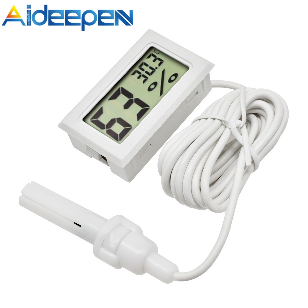 Aideepen FY-12 เครื่องวัดอุณหภูมิ ไฮโกรมิเตอร์ ดิจิทัล LCD ขนาดเล็ก 1.5 เมตร -50 °ค ~ 70 °C สีขาวหรือสีดํา