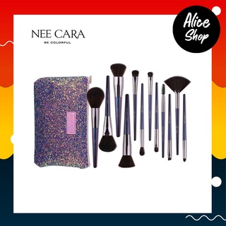 NEE CARA WITH TRAVEL POUCH 12 PIECE BRUSH SET #N885 ชุดแปรงแต่งหน้า 12 ชิ้น พร้อมกระเป๋าเก็บ #Aliceshopbeauty