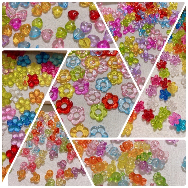 (A014)ลูกปัดสีใสหลากสีมีหลายแบบ ลูกปัดตกแต่งงานdiy ลูกปัดเครื่องประดับ