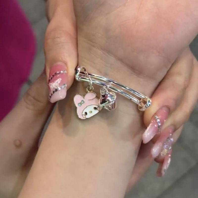 SANRIO สร้อยข้อมือเงิน ลายการ์ตูนสุนัข Cinnamon Melody Kuromi น่ารัก เหมาะกับของขวัญวันเกิด สําหรับเด็กผู้หญิง และนักเรียน