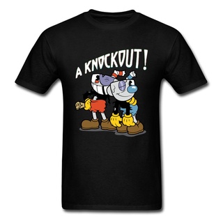 เสื้อยืดครอปเสื้อยืดลําลอง ผ้าฝ้าย แขนสั้น คอกลม พิมพ์ลายอนิเมะ Cuphead Knockout สําหรับครอบครัวS-5XL