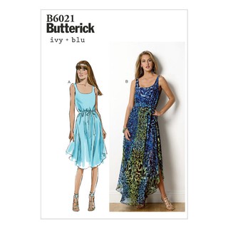 แพทเทิร์นตัดเดรสสตรี Butterick B6021 Size: 8-10-12-14-16 (อก 31.5-38 นิ้ว)