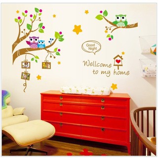 สติ๊กเกอร์ใสติดผนังบ้าน ตกแต่งห้องเด็ก   รูป นกฮูก Wallsticker DIY Home Decor