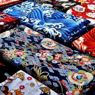 50x145 ซม.100% ผ้าฝ้ายผ้าลินินญี่ปุ่นกิโมโนร้อนปั๊มผ้าทองสําหรับ Patchwork Quilting ผ้า kain