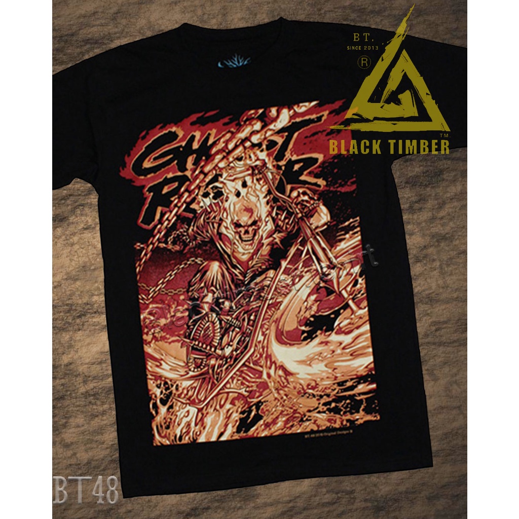 BT 48 Ghost Rider เสื้อยืด สีดำ BT Black Timber T-Shirt ผ้าคอตตอน สกรีนลายแน่น S M L XL XXL