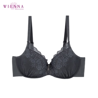 WIENNA  BRA  DB21379 เสื้อชั้นในลูกไม้ สีดำ เนื้อ เทา Rose Lily