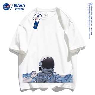 NASA ร่วมเว็บไซต์อย่างเป็นทางการเสื้อยืดนักบินอวกาศผ้าฝ้ายแขนสั้นฤดูร้อน 2022 ใหม่ ins tide แบรนด์ TQLเสื้อเชิ้ตแขนสั้นเ