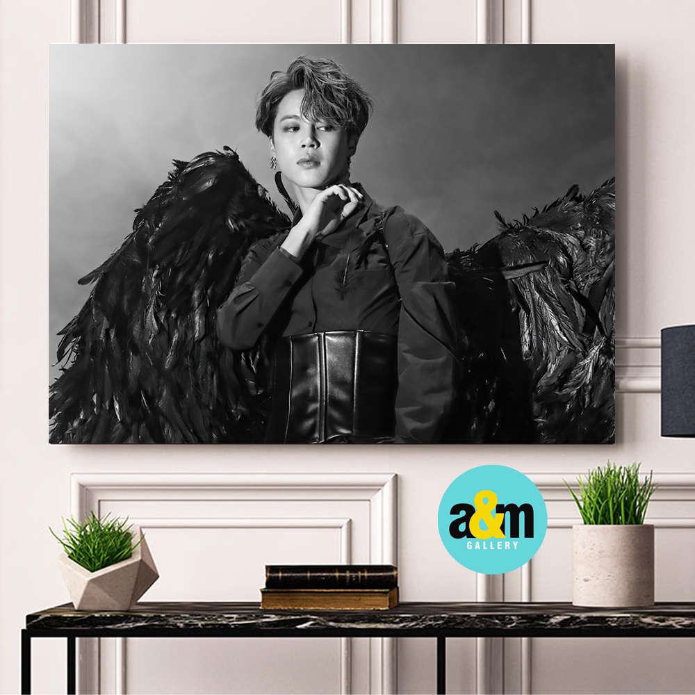 โปสเตอร์ไม้ A3 BTS พิเศษสีดําปีก JIMIN V RM J-HOPE SUGA JUNGKOOK JIN LANDSCAPE I ตกแต่งผนังตกแต่งห้อ