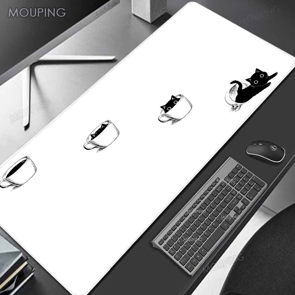 เสื่อแมวแผ่นรองเมาส์น่ารักสีดําและสีขาวพรมสีชมพู น่ารัก อุปกรณ์เสริมแผ่นรองเมาส์ขนาดใหญ่แผ่นรองโต๊ะมินิมอล 900x400ตารางเสื่อสีเขีย - รูปที่ 4