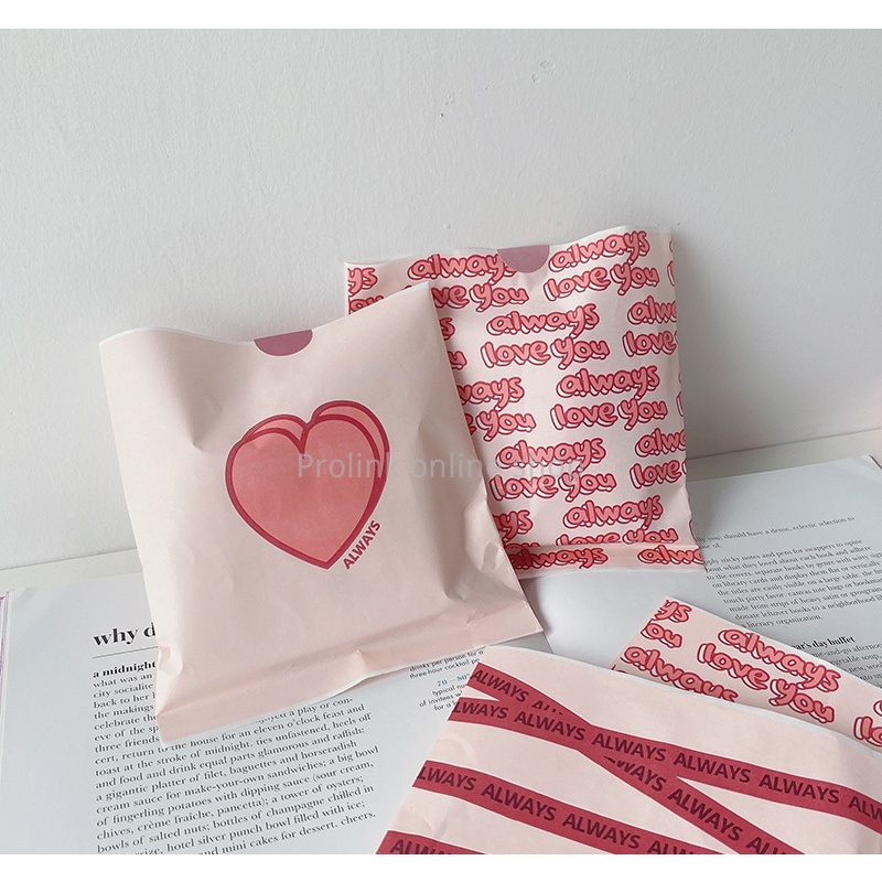 ถุงกระดาษ ลายหัวใจน่ารัก สีชมพู สําหรับใส่ขนมหวาน คุกกี้ ขนมหวาน 20 ชิ้น