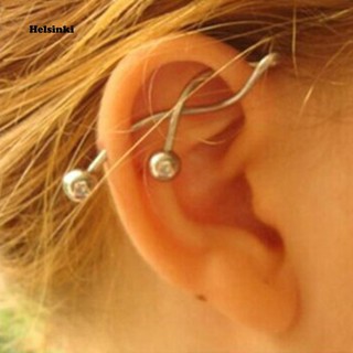 HEL_1Pc 14g Cool Twist Spiral Ear Industrial Barbell Belly Ring Piercing Earring