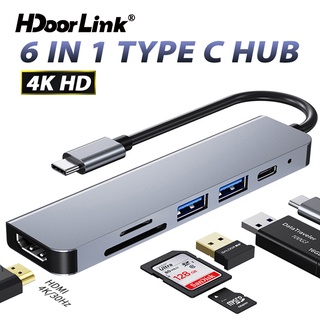 Hdoorlink Type C 3.0 ฮับ USB MacBook สายต่อ HDMI 4K 30Hz อะแดปเตอร์ SD TF การ์ดรีดเดอร์ สําหรับ Samsung