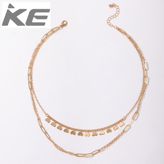 Jewelry Simple Love Chain Double Necklace Gold Alloy MultiClavicle Chain for girls for women l