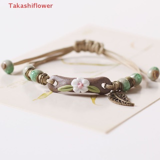 (Takashiflower) สร้อยข้อมือเซรามิค นวดมือ ปรับได้ เครื่องประดับ สําหรับผู้หญิง DIY