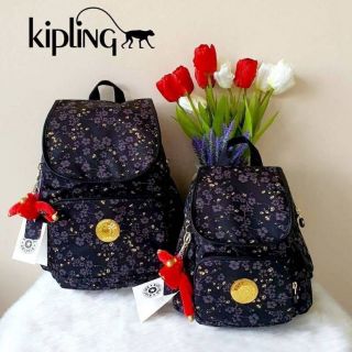 KIPLING GREY GOLD FLORAL CITY PACK