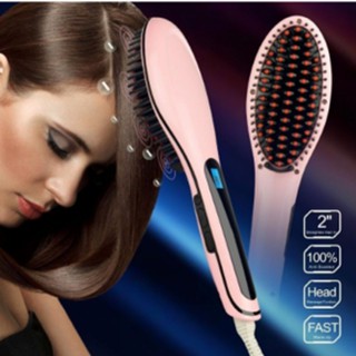 Wonder Brush  แปรงหวีผมตรง อัตโนมัติ พร้อมจอ LCD HQT-906(Pink)