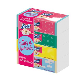 สก๊อตต์ ซอฟท์บ๊อกซ์ กระดาษเช็ดหน้า 130 แผ่น (4 ห่อ) Scott Soft Box Facial Tissue 130 Sheets (4 Packs)