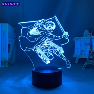 โคมไฟตั้งโต๊ะ Led ลายอนิเมะผ่าพิภพไททัน 3d สําหรับตกแต่งห้องนอนเด็ก AOT+G*F