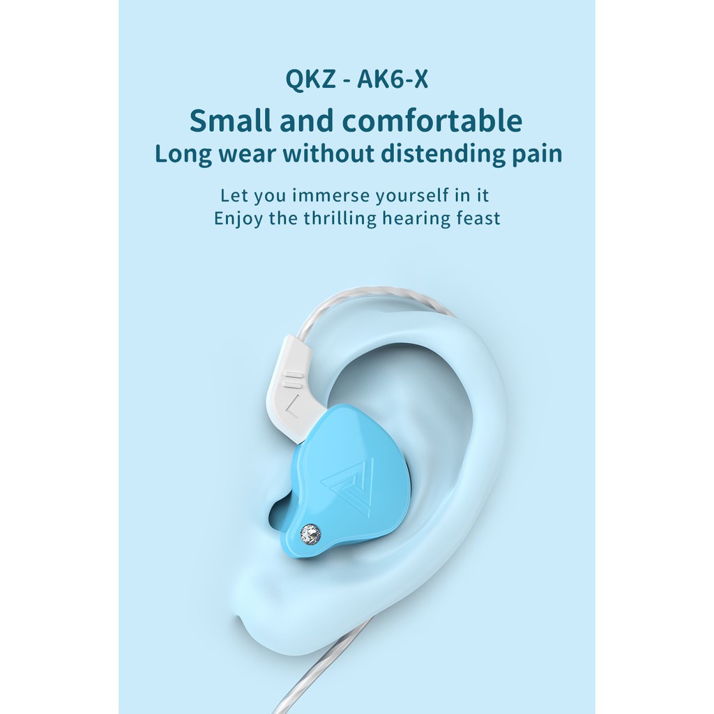 Qkz AK6-X หูฟังอินเอียร์ ไดนามิก พร้อมไมโครโฟน พร้อมเบส
