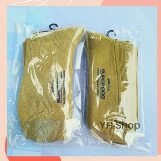 ถุงเท้าลูกเสือ สีกากี แบบไหมพรมหนา/บาง ยี่ห้อ Super dog ทอไหมพรมอย่างดี สีสันสดใส [พร้อมส่ง🎈]