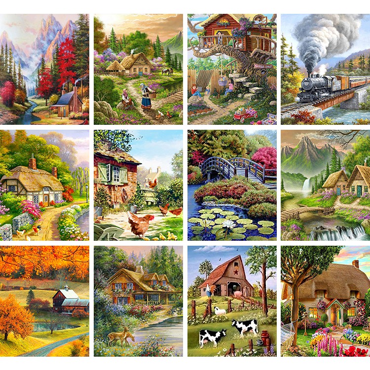 DROFE 【40x50cm】~Beautiful countryside painting collection~   Paint by Numbers wall art/handmade acrylic painting on canvas for adult
