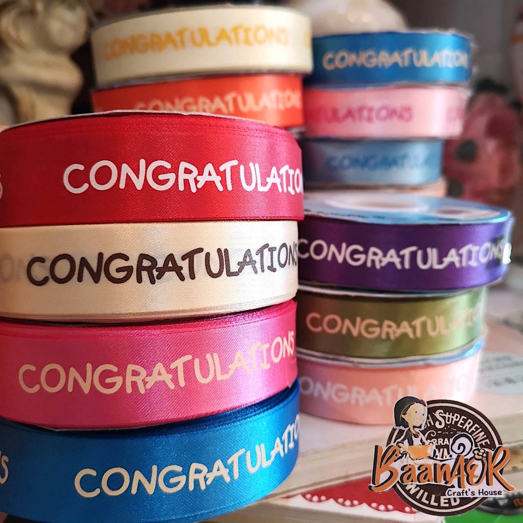 มีหลายสีให้เลือก 22 mm ริบบิ้น ผ้าต่วน Congratulations Ribbon ขนาดเล็ก ...