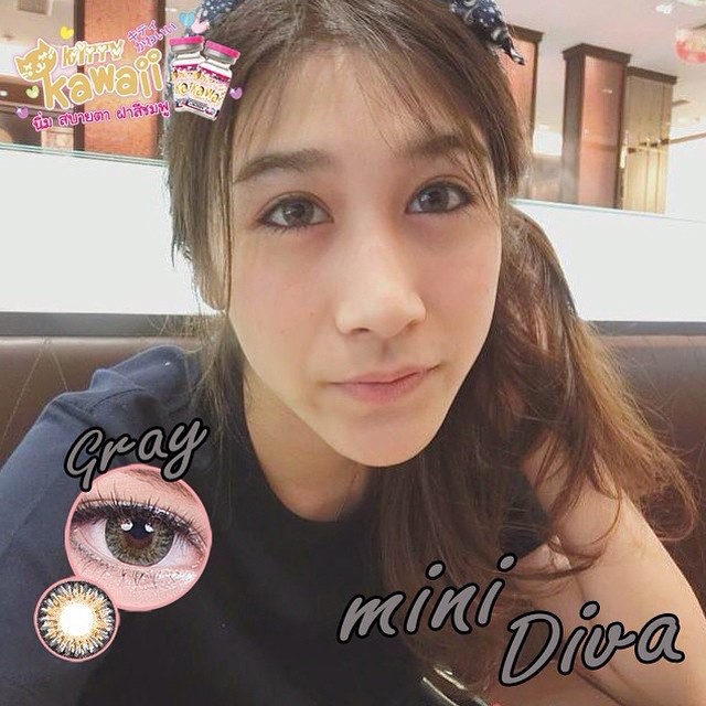 คอนแทคเลนส์ ยี่ห้อ Kitty kawaii รุ่น Mini Diva Gray (สีเทา)