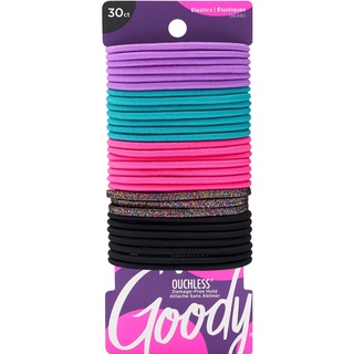 ยางรัดผมกู๊ดดี้ Goody Ouchless No Metal Gentle Elastics, Assorted Colors, 30 Ct คละสี