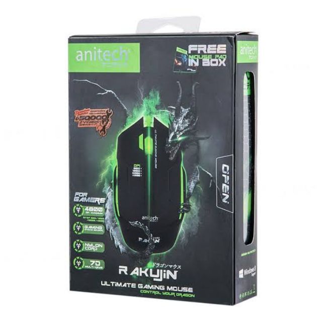 Anitech ZX920 GAMING MOUSE ฟรีแผ่นรองเม้าส์ในกล่อง