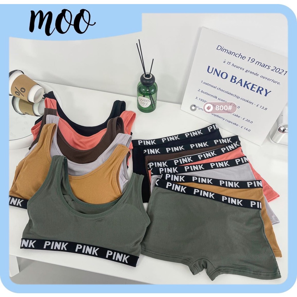 Moo B716 SEXY GYM/Sports WOMEN& 39;S BRA SET IMPORTED Model List with "สีชมพู สีชมพู สีชมพู" การเขีย