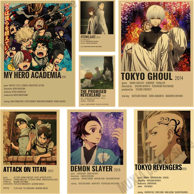 โปสเตอร์ ลายอนิเมะ Attack on Titan Haikyuu สไตล์วินเทจ คลาสสิก ขนาด 42X30 ซม. โปสเตอร์กระดาษคราฟท์ ตกแต่งผนังบ้าน บาร์