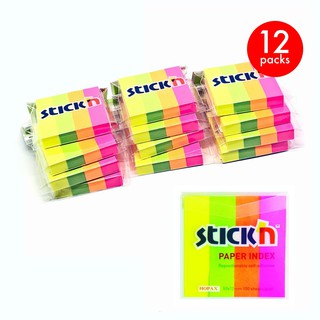 STICKN Index กระดาษโน้ต ดัชนี สติก เอ็น 21017P (4 สี) 1.2x5 cm. จำนวน 1 โหล