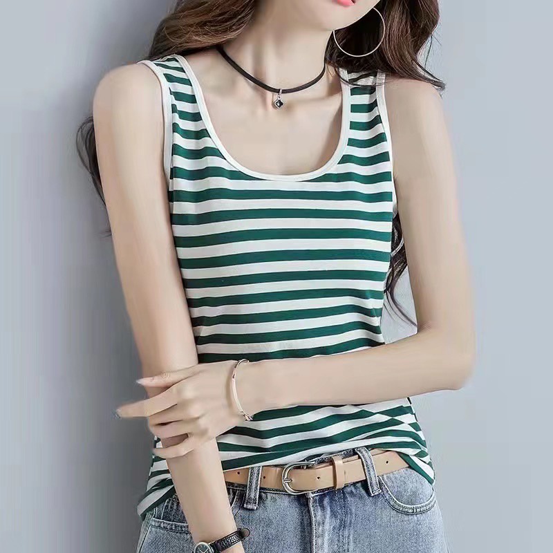รุ่น-165 เสื้อยืดแขนกุดลายลิ้วสไตล์ เกาหลี ผ้านุ่มสวมใส่สบายพร้อมส่งกรุงเทพ