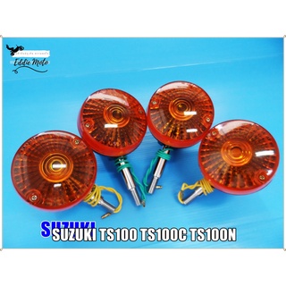 SUZUKI TS100 TS100C TS100N FR&amp;RR TURN SIGNAL SET (4 PCS.)  // ไฟเลี้ยว หน้า-หลัง (ฝาครอบไฟสีส้ม) ซ้าย-ขวา (1 ชุด) 4 ดวง