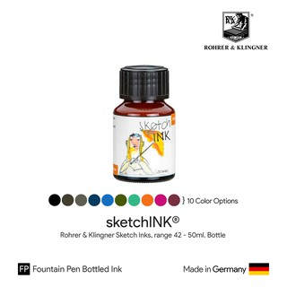 Rohrer &amp; Klingner sketchINK 50ml Bottle - หมึกเติมปากกาหมึกซึม สเก๊ตช์อิงค์ ขวดขนาด 50 มล. (มี 10 สีให้เลือก)