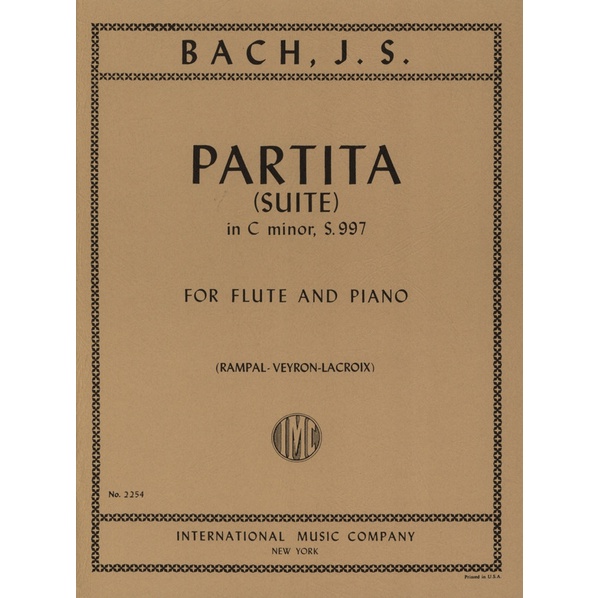 (Flute and piano)Bach (1685 – 1750) Partita (Suite) C-Moll Bwv 997 Flute and piano(IMC2254)