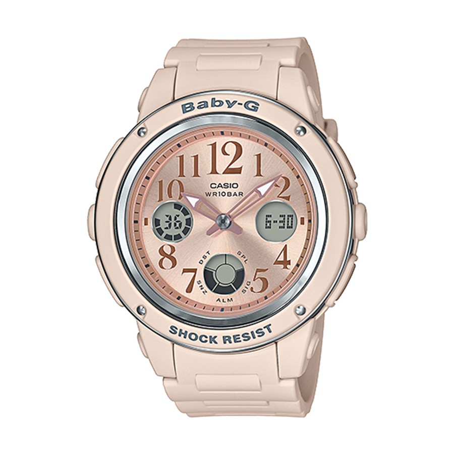 Casio Baby-G นาฬิกาข้อมือผู้หญิง สายเรซิ่น รุ่น BGA-150CP,BGA-150CP-4B - สีชมพูเบจ