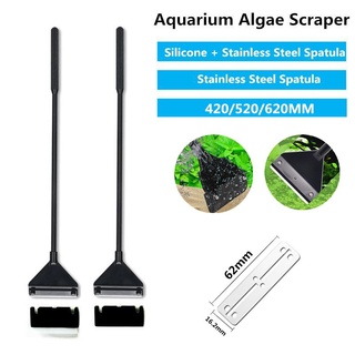 Fish Tank Algae Removal Scraper Stainless Steel Silicone Blade Water Live Plants Coralline Aquarium Cleaning Maintenance Tools