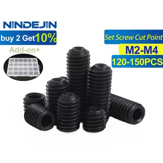 Nindejin ชุดสกรูซ็อกเก็ตหกเหลี่ยม เหล็กคาร์บอน 12.9 M2 M2.5 M3 M4 120-150 ชิ้น