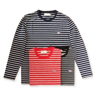 เมซง คิตสึเนะLogo-Appliqued Striped Cotton-Jersey T-Shirt