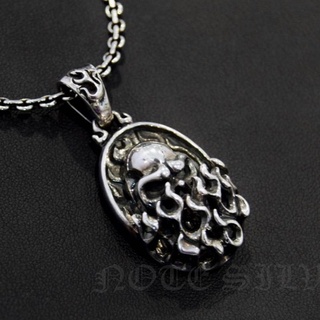 จี้เงินแท้ ลายกราฟฟิกไฟหุ้มกระโหลก Sterling Silver 925 NSPD2671