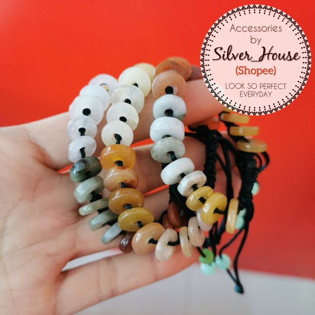 (JH1) กำไลมือเชือกร้อยเหรียญหยก เชือกร้อยหยกแท้ สวยมากค่ะ ขนาดฟรีไซค์ ใส่ได้ทั้งคนมือเล็กและใหญ่ค่ะ​
