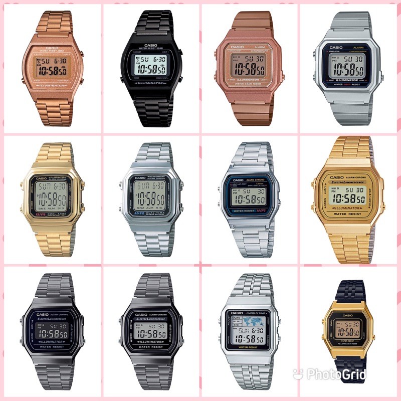 CASIO ของแท้ CMG นาฬิกาข้อมือดิจิตอลวินเทจ A158WA / A168WA / B640WC / B650WC / LA670WA ประกันศูนย์เซ