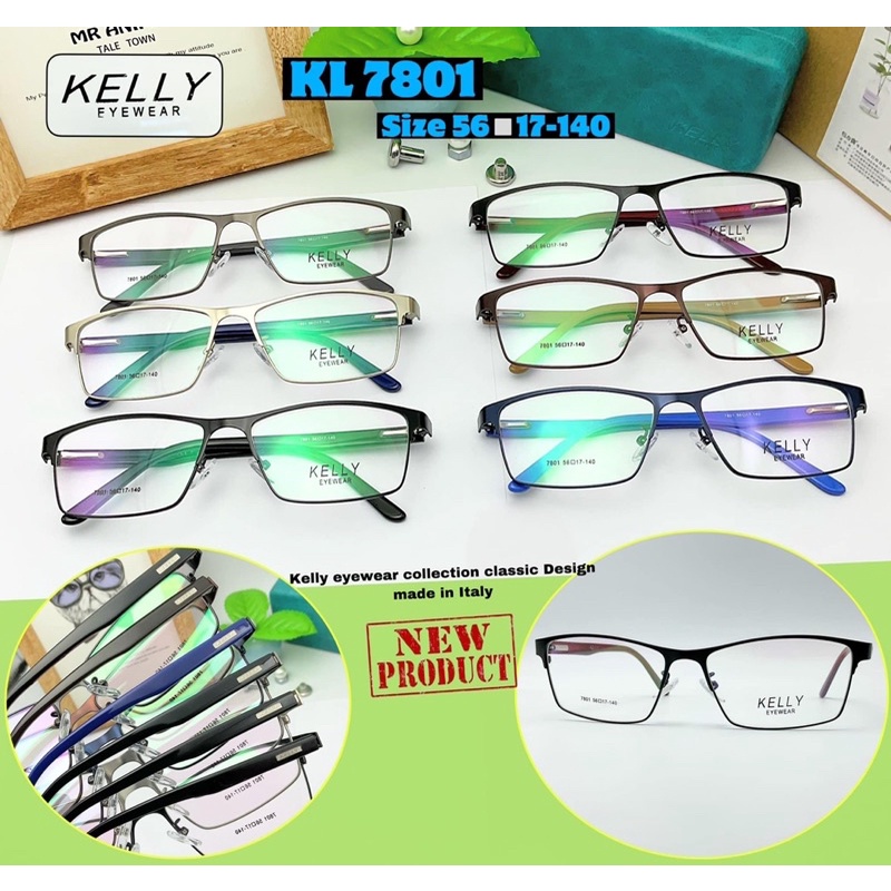 กรอบแว่นKelly collection classic Design made in Italy รุ่นKL7801 Size:56-17-140 กรอบเต็ม