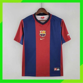 เสื้อกีฬาแขนสั้น ลายทีมชาติฟุตบอล Barcelona 98-99 ชุดเหย้า สไตล์ย้อนยุค