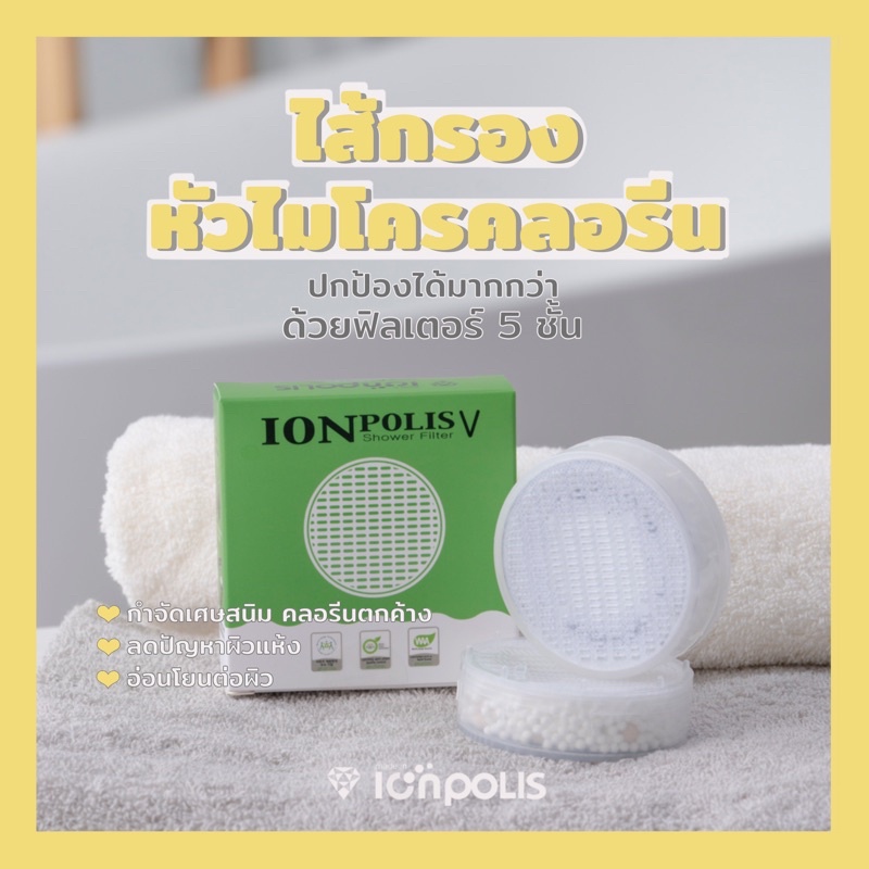 🇰🇷 ลดล้างสต็อก- ไส้กรองหัวไมโครคลอรีน 1 ชิ้น(ฝักบัวอาบน้ำ) Micro&Chlorine for shower head กรองได้ 5ชั้น สะอาด