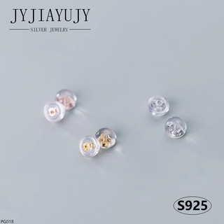 ✨J&amp;y สีเงิน✨【พร้อมส่ง】ต่างหูสตั๊ด ซิลิโคน เงินแท้ 100% S925 อุปกรณ์เสริม