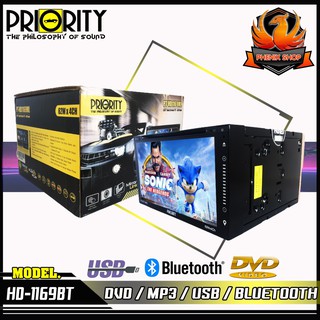 PRIORITY PT-HD-1169BT เครื่องเสียงรถยนต์ จอ 2DIN มีบลูทูธ วิทยุติดรถยนต์ ต่อกล้องถอยได้หน้าจอ 6.95นิ้ว วิทยุ DVD