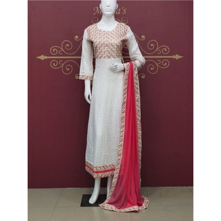 เสื้ออินเดีย(ผ้าฝ้าย) Indian White Red Kurti